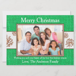 Green Burlap Pinecones Foto - 6x8 Weihnachtskarte Feiertagskarte
