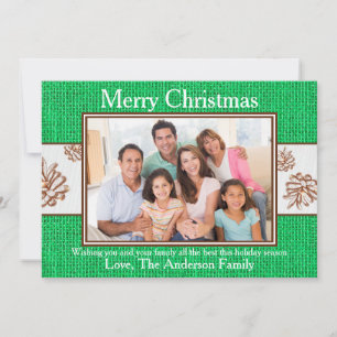 Green Burlap Pinecones Foto - Weihnachtskarte Feiertagskarte