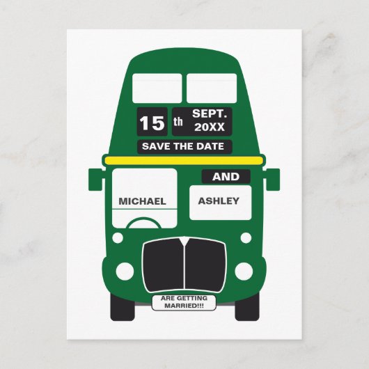 Green Bus Save the Date Postkarte (Vorderseite)