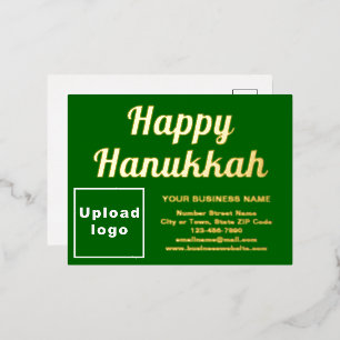 Green Business Brand auf Hanukkah Folien Feiertagspostkarte