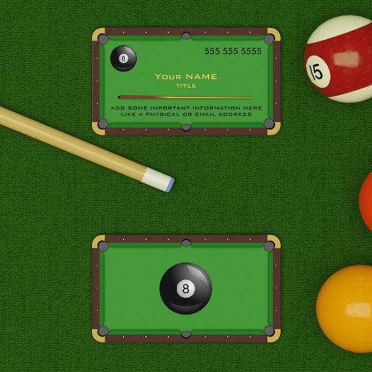 Green Business Card Pool Table Visitenkarte