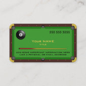 Green Business Card Pool Table Visitenkarte (Vorderseite)