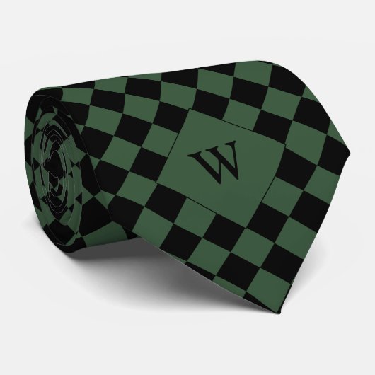 Green Business Checked Monogram Krawatte (Gerollt)