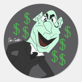 Green business executive puppet runder aufkleber