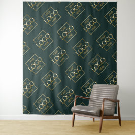 Green Business Logo Pattern Trade Show Backdrop Wandteppich