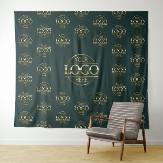 Green Business Logo Step & Repeat Backdrop Banner Wandteppich (Beispiel (Horizontal))