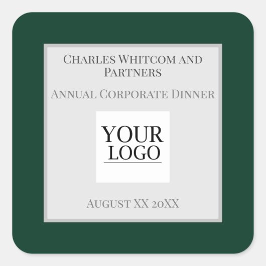 Green Business oder Company-Veranstaltung mit Logo Quadratischer Aufkleber (Vorderseite)