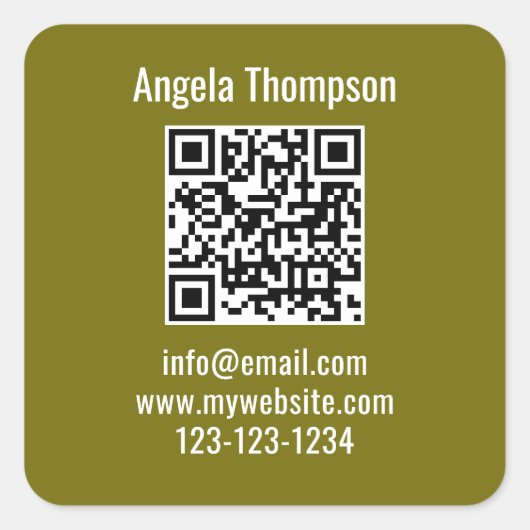 Green Business QR Code Custom Basic Quadratischer Aufkleber (Vorderseite)