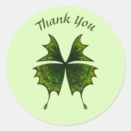 Green Butterfly Danke Label Round Aufkleber