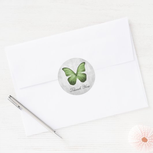 Green Butterfly Danke Stickers (Umschlag)
