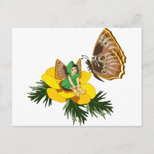 Green Butterfly Fairy Postkarte