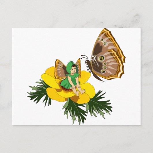 Green Butterfly Fairy Postkarte (Vorderseite)