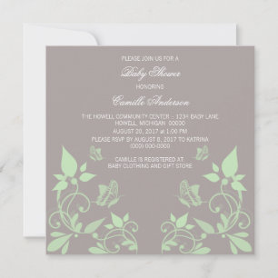 Green Butterfly Floral Baby Dusche laden ein Einladung