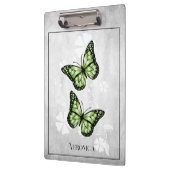 Green Butterfly Floral Clipboard Klemmbrett (Links)