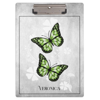 Green Butterfly Floral Clipboard Klemmbrett
