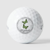 Green Butterfly Floral Golf Balls Golfball (Vorderseite)