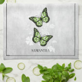 Green Butterfly Floral Kitchtuch Geschirrtuch (Gefaltet)