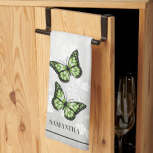 Green Butterfly Floral Kitchtuch Geschirrtuch