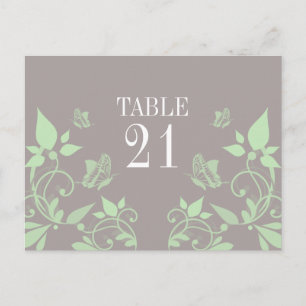 Green Butterfly Floral Tischnummer Postkarte