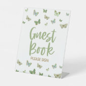 Green Butterfly Gästebuch Bitte Party signieren Sockelschild (Vorderseite)