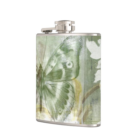 Green Butterfly Inset Flachmann (Links)