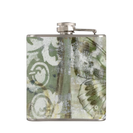 Green Butterfly Inset Flachmann (Rückseite)