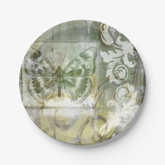Green Butterfly Inset Pappteller (Vorderseite)