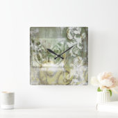 Green Butterfly Inset Quadratische Wanduhr (Zuhause)