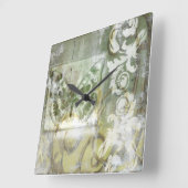 Green Butterfly Inset Quadratische Wanduhr (Winkel)