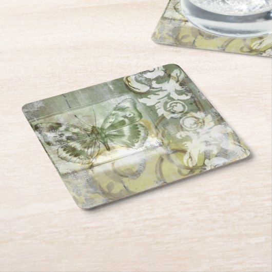 Green Butterfly Inset Rechteckiger Pappuntersetzer (angewinkelt)