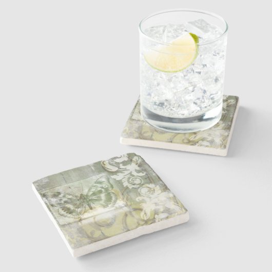 Green Butterfly Inset Steinuntersetzer (Seitenansicht)