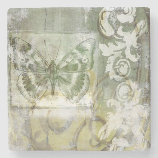Green Butterfly Inset Steinuntersetzer (Vorderseite)