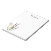 Green Butterfly Lila Blumenname Personalisiert Notizblock (Rotiert)