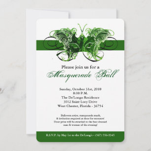 Green Butterfly Masquerade Maskenkostüm Halloween Einladung