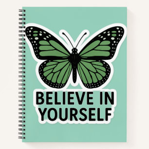 Green Butterfly Motivation Sticker Notizblock
