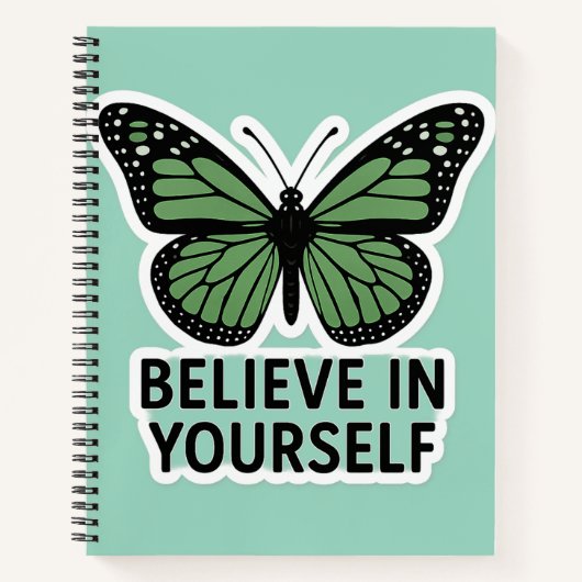Green Butterfly Motivation Sticker Notizblock (Vorderseite)