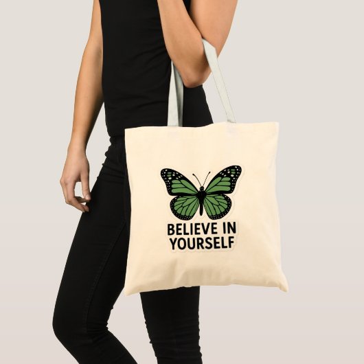 Green Butterfly Motivation Sticker Tragetasche (Vorderseite (Produkt))