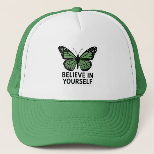 Green Butterfly Motivation Sticker Truckerkappe (Vorderseite)