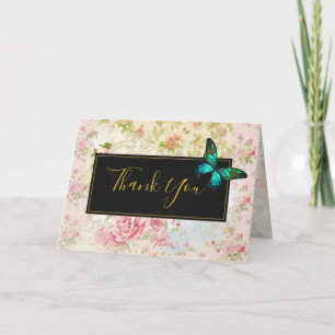 Green Butterfly on Chic Vintag Collage Danke