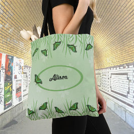 Green butterfly on light green  - customizable  tasche