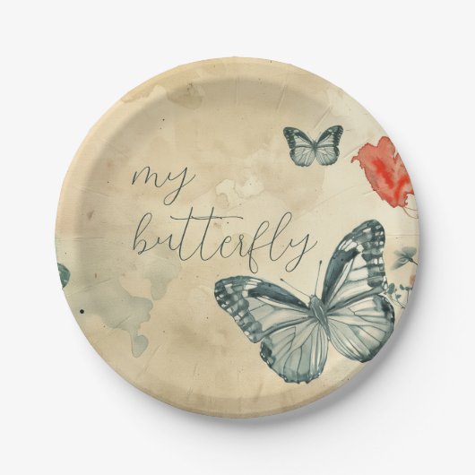 Green Butterfly Pappteller (Vorderseite)