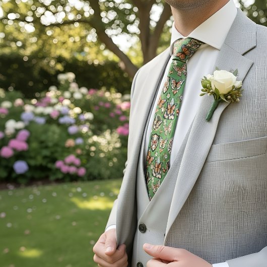 Green Butterfly Pattern for Nature Lovers Krawatte