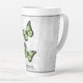 Green Butterfly Personalisiert Latte Tasse (Rechte Ecke)