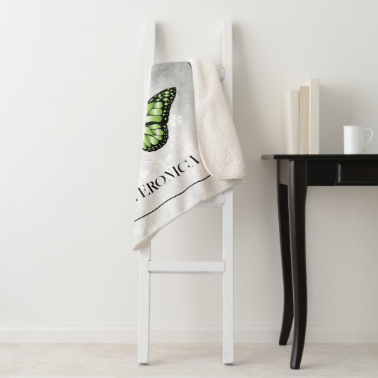 Green Butterfly Personalisiert Sherpa Blanket Sherpadecke (Beispiel)