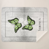 Green Butterfly Personalisiert Sherpa Blanket Sherpadecke (Vorderseite (Horizontal))