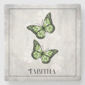 Green Butterfly Personalisiert Stone Untersetzer (Vorderseite)