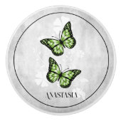 Green Butterfly Personalisierte Keramik Keramikknauf (Vorderseite)