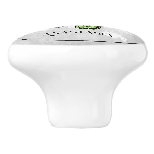 Green Butterfly Personalisierte Keramik Keramikknauf (Seitenansicht)