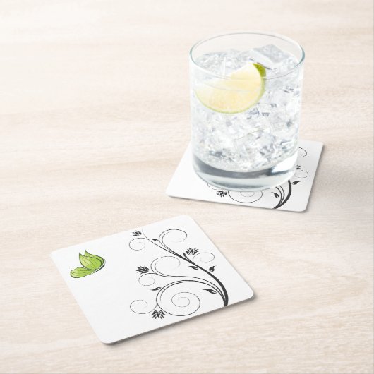 Green Butterfly Rechteckiger Pappuntersetzer (Vor Ort)