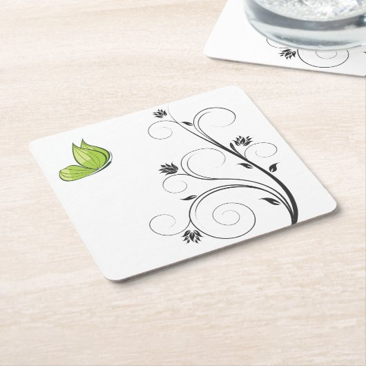 Green Butterfly Rechteckiger Pappuntersetzer (angewinkelt)